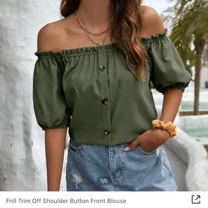 Olive Off the shoulder fall blouse